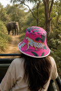 Pink Jungle Printed Quilted Cotton Bucket Hat – Handmade Summer Hat