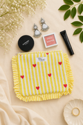 Yellow Heart Stripe Quilted Pouch
