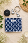 Indigo Bloom Flat Pouch
