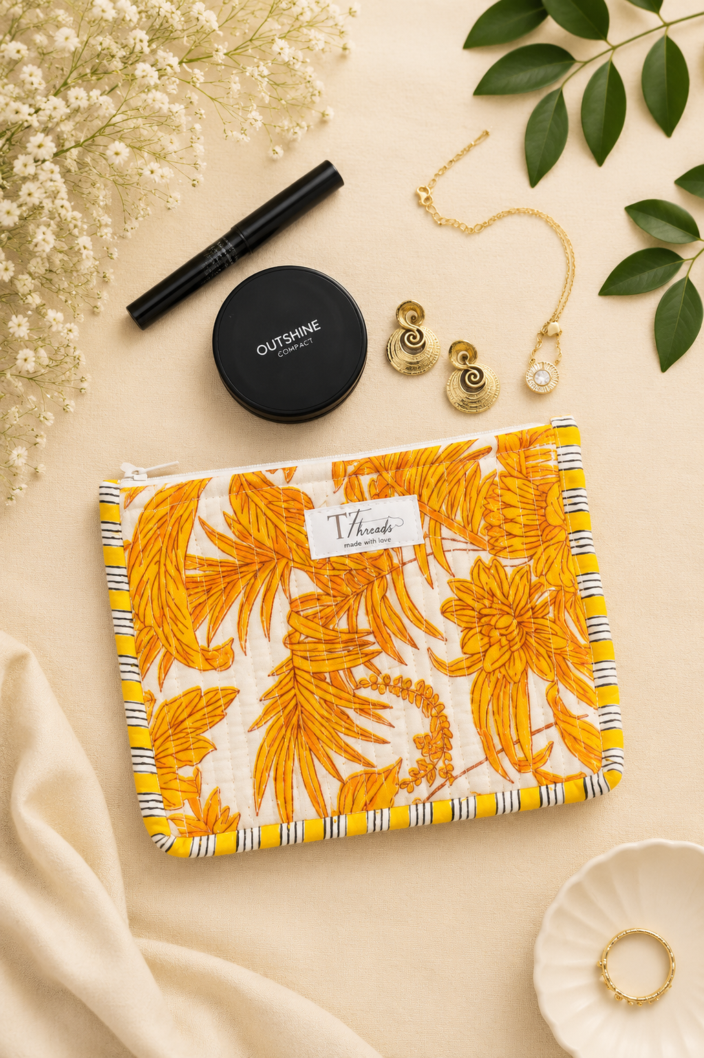 Sunlit Petals Flat Pouch
