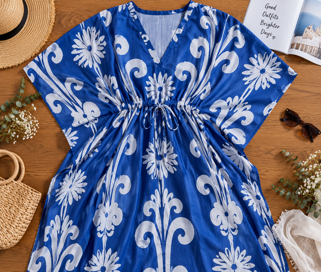 Indigo Bloom Kaftan