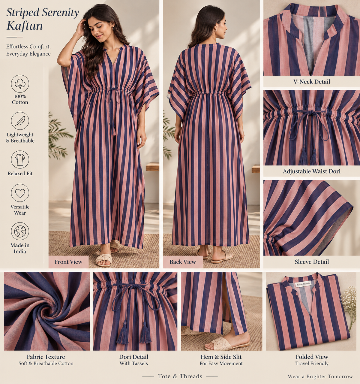 Rosewood Stripe Kaftan