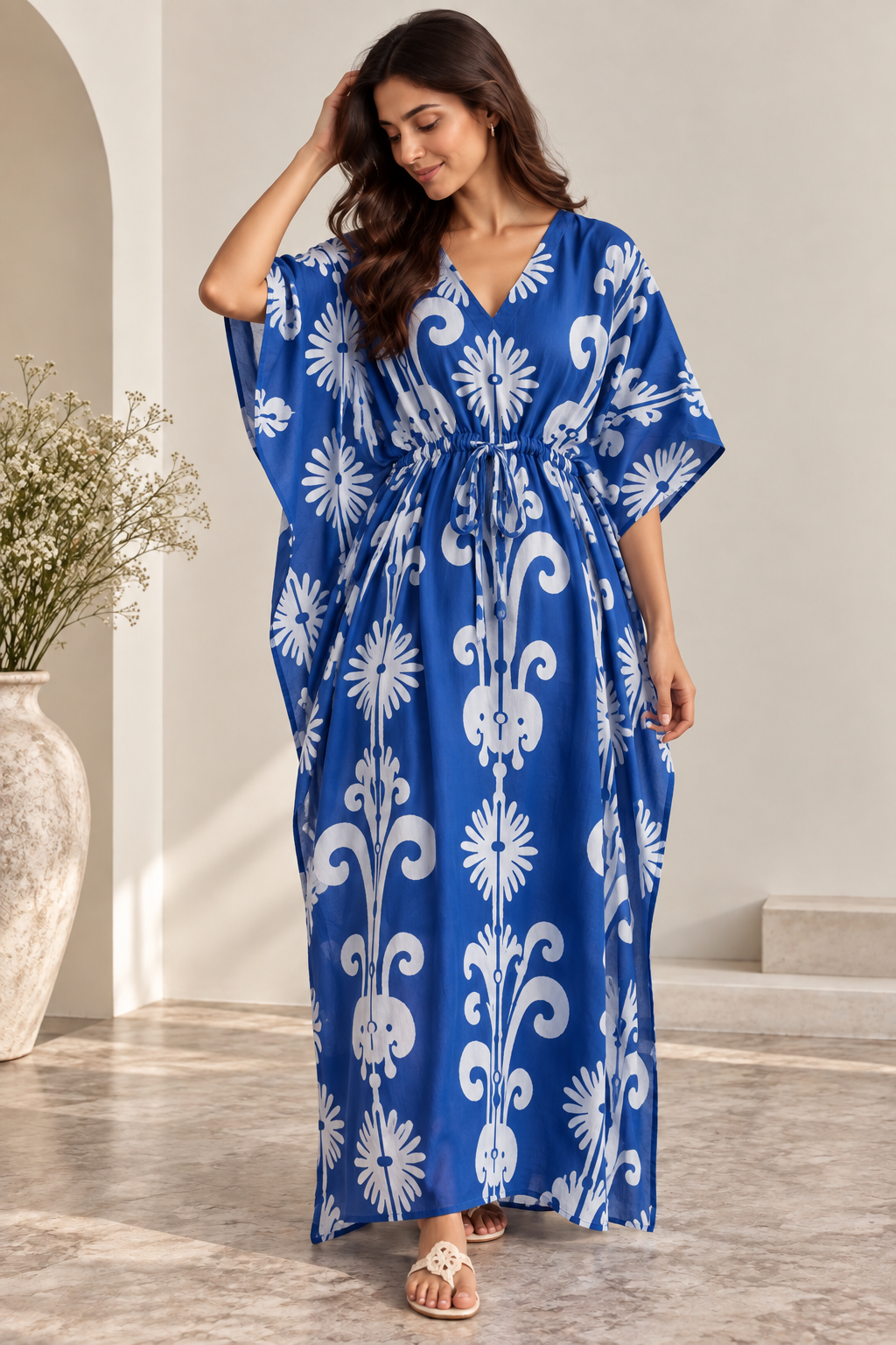 Indigo Bloom Kaftan