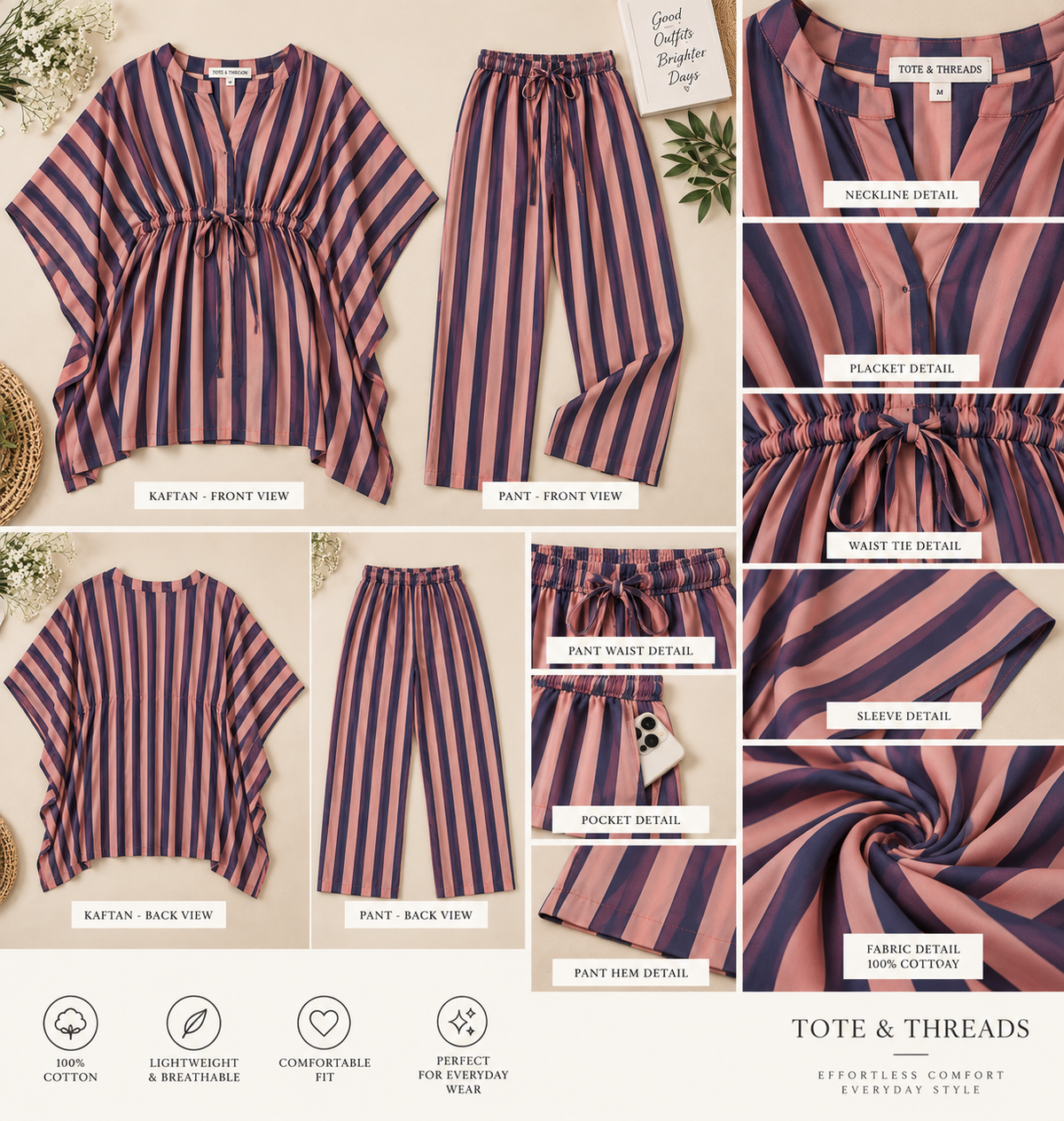 Rosewood Kaftan Pant Set