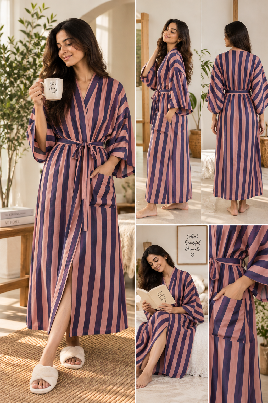 Rose Wood Stripe Robe
