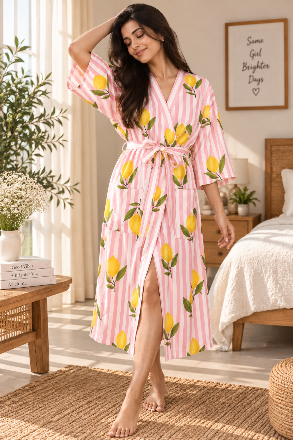 Lemon Blossom Stripe Robe