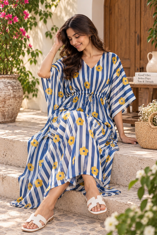 Azure Bloom Kaftan