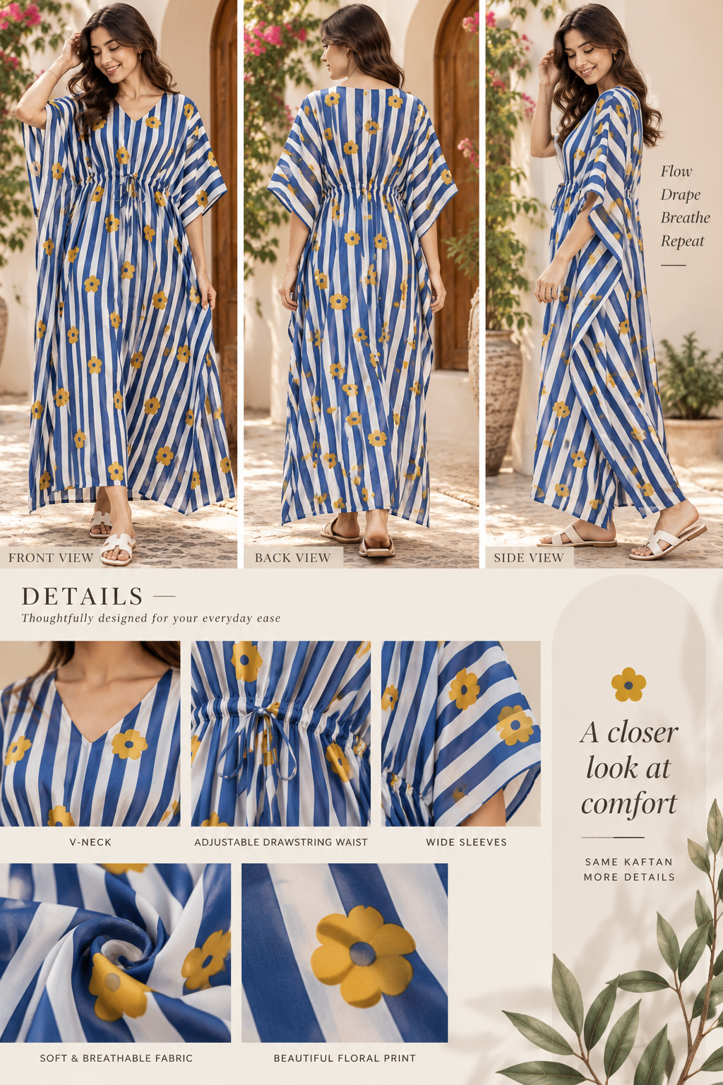 Azure Bloom Kaftan