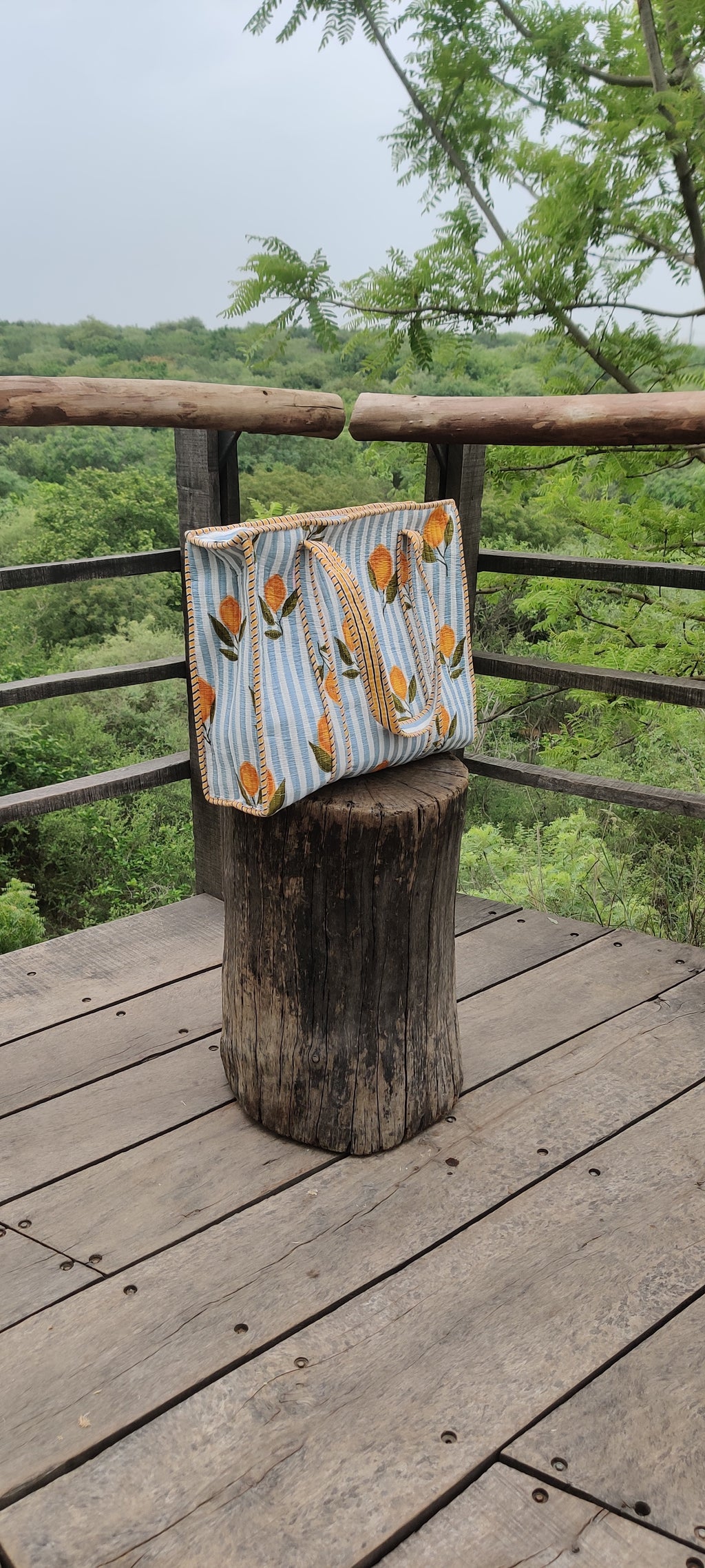 Summer Lemon Cotton Tote Bag(Zipper)