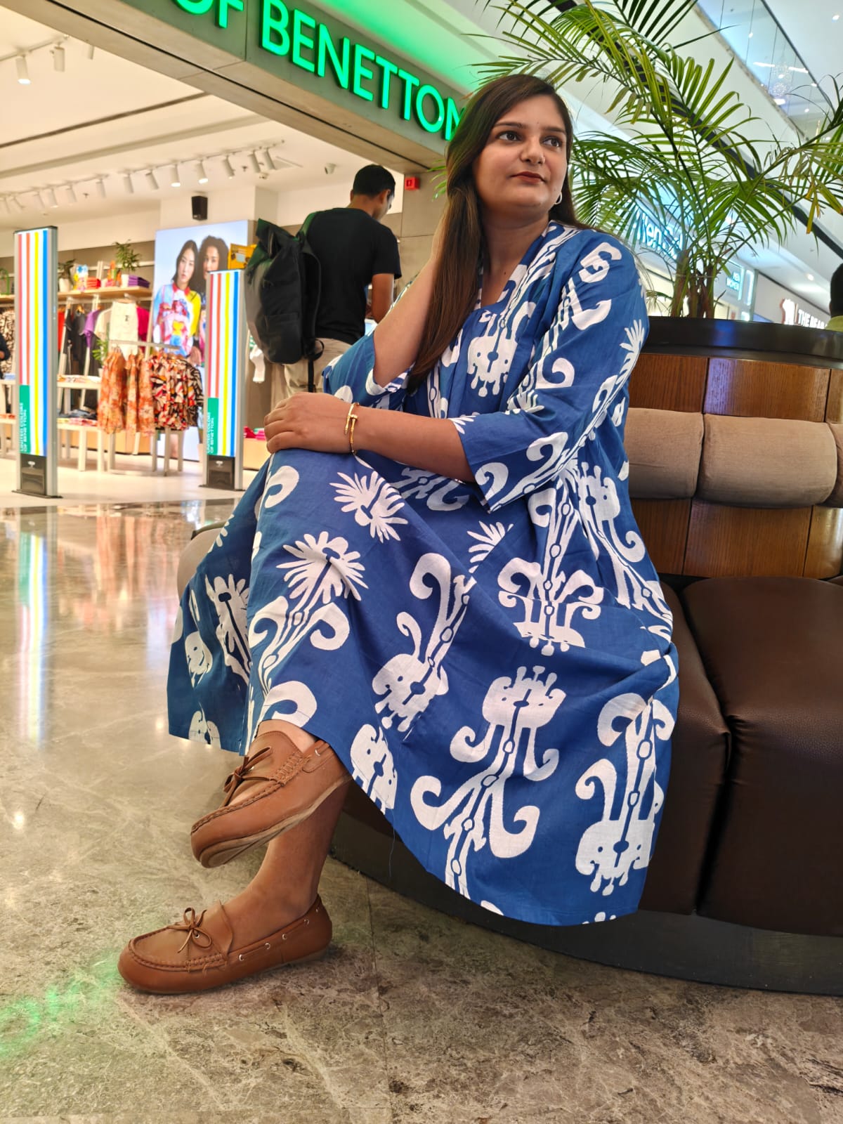 Azure Bloom Cotton Dress