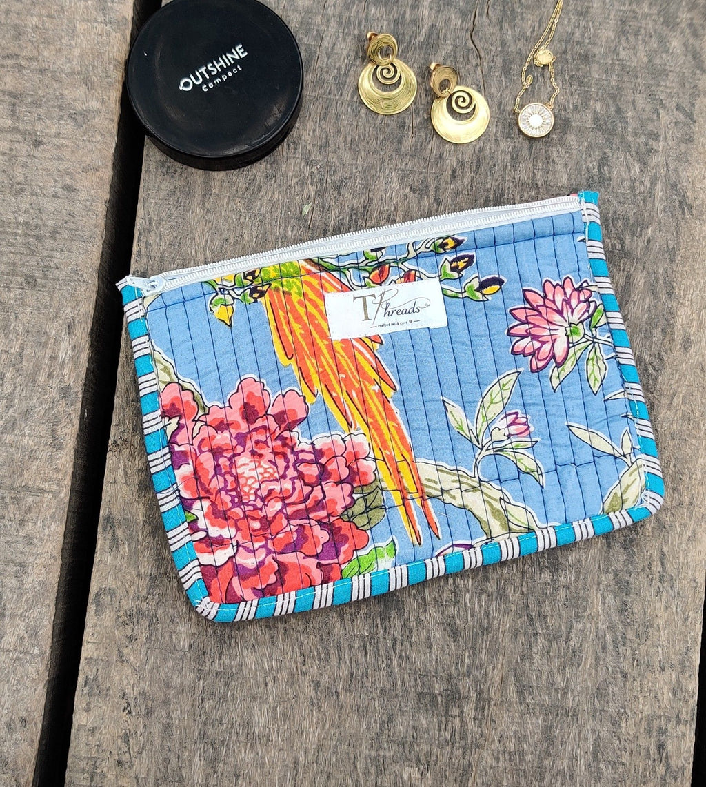 Blue Paradise Quilted Pouch