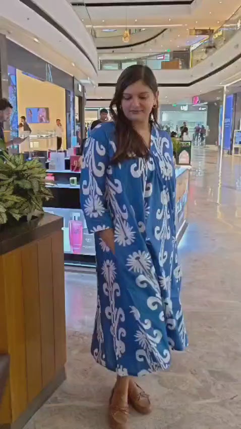 Azure Bloom Cotton Dress
